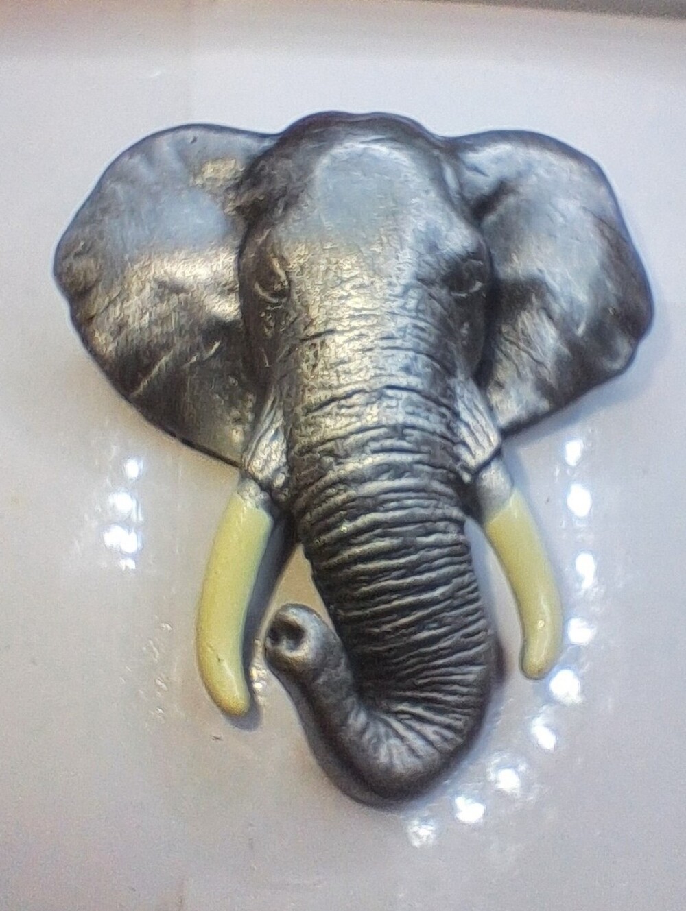 Vintage AJC Signed Pewter Elephant Head Brooch Pin